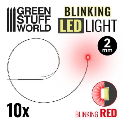 LED LIGHTS 2mm - BLINKING RED ( 10 PCS ) - GREEN STUFF 3650